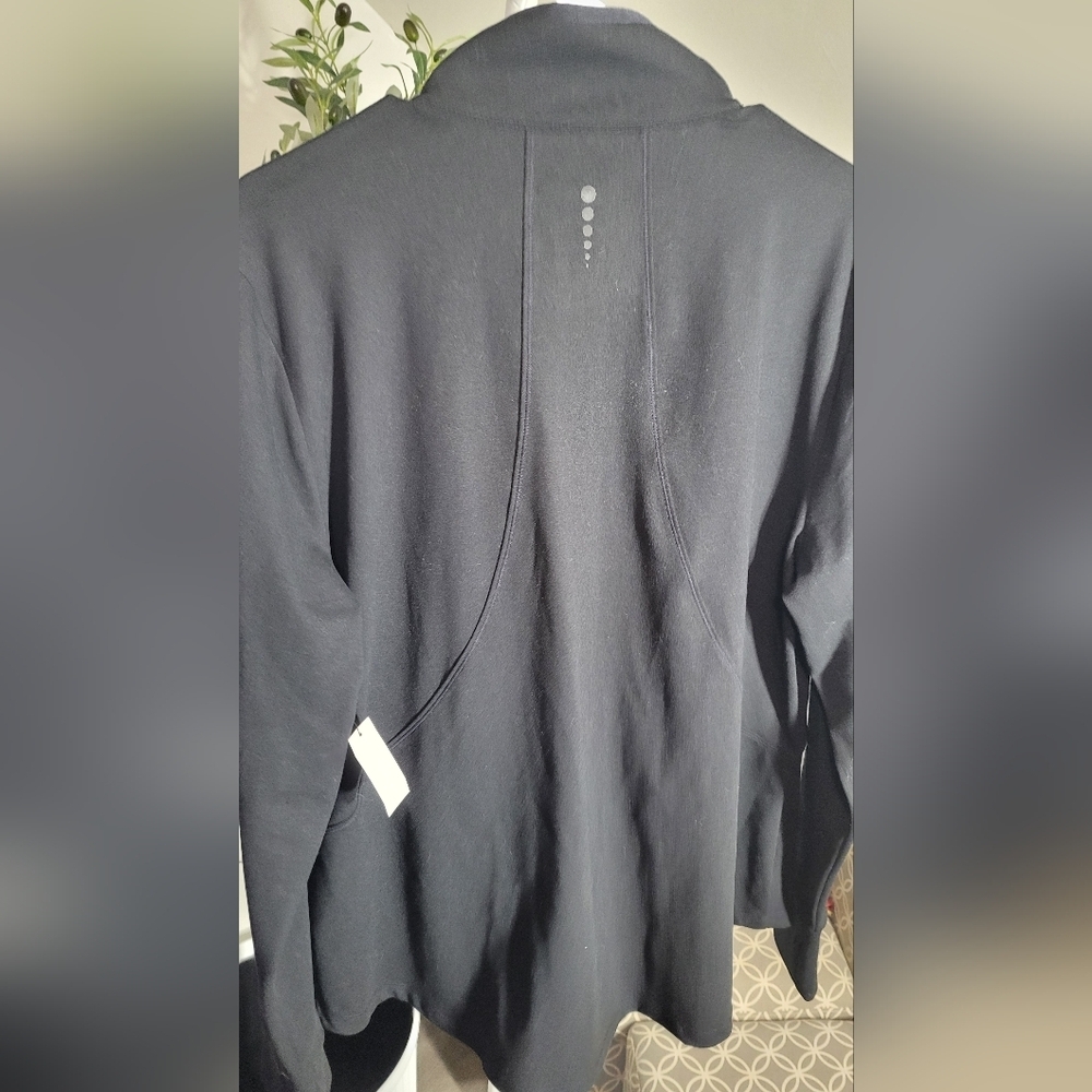 T By Talbots UPF 50+ Long Sleeve Zip Up Light Mockneck Jacket Black New - Picture 6 of 9
